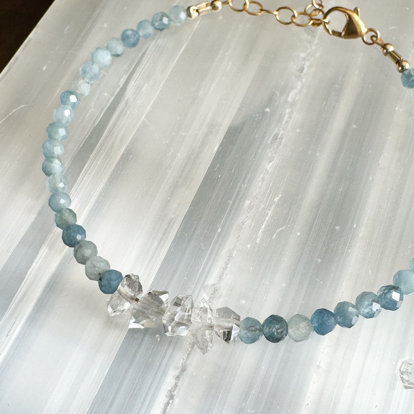 Aquamarine + Herkimer Bar - Angela Arno Jewelry