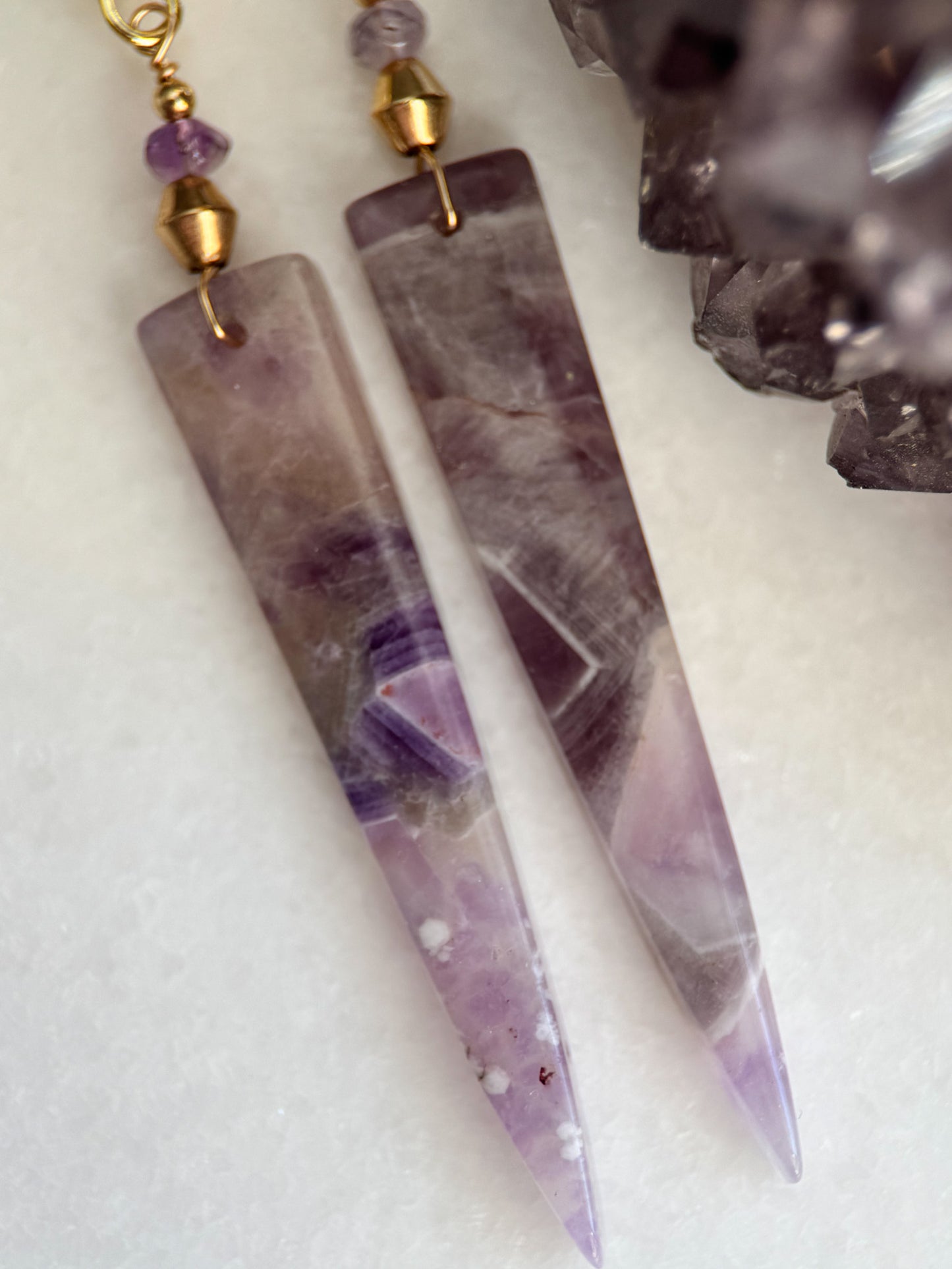 Chevron Amethyst Dagger - Angela Arno Jewelry