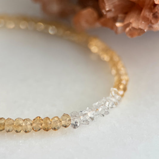 Citrine + Herkimer Diamond Bar - Angela Arno Jewelry