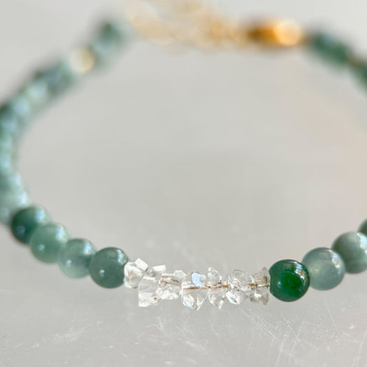 Guatemalan Jade + Herkimer Diamond Bar - Angela Arno Jewelry