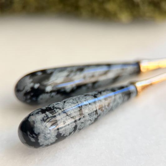 Snowflake Obsidian Teardrop - Angela Arno Jewelry