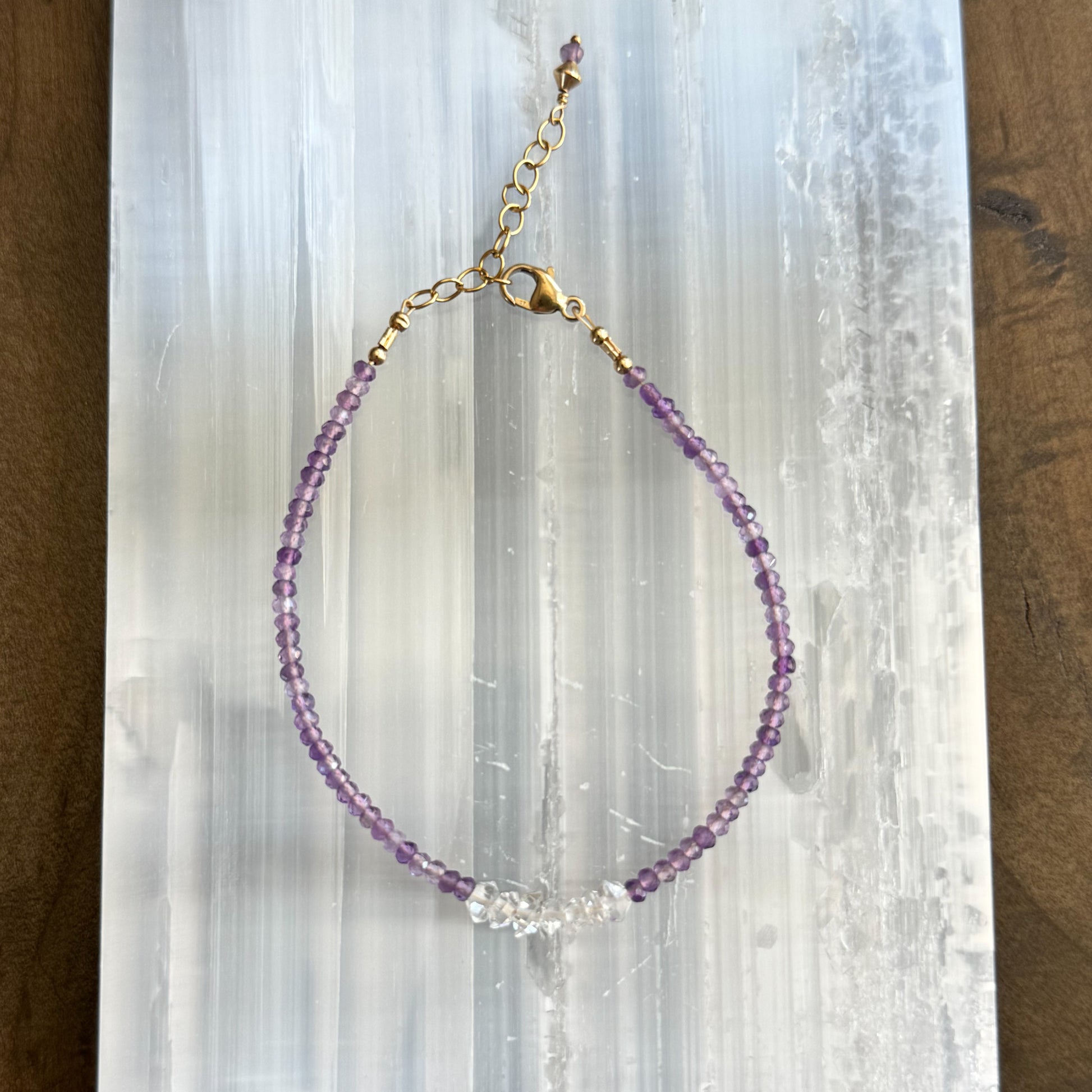 Amethyst + Herkimer Diamond Bar - Angela Arno Jewelry