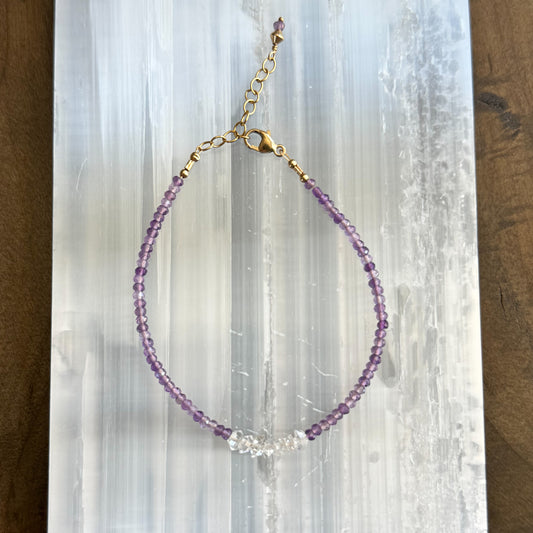 Amethyst + Herkimer Diamond Bar - Angela Arno Jewelry