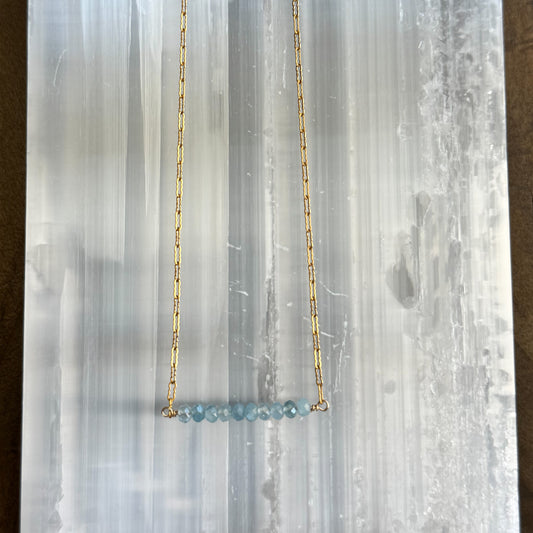 Aquamarine Bar Chain - Angela Arno Jewelry