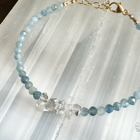 Aquamarine + Herkimer Bar - Angela Arno Jewelry