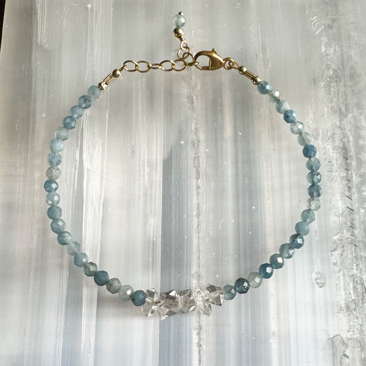 Aquamarine + Herkimer Bar - Angela Arno Jewelry