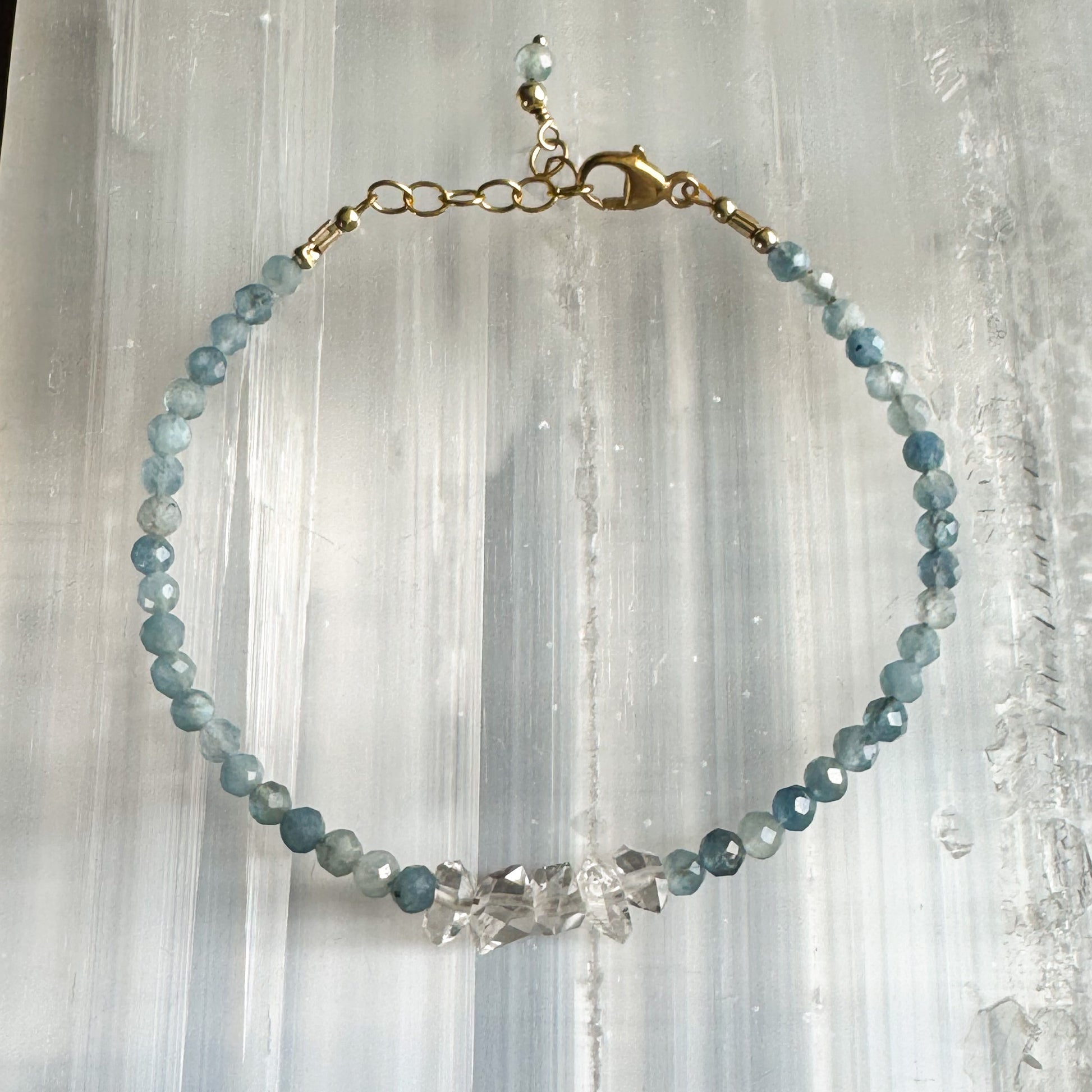 Aquamarine + Herkimer Bar - Angela Arno Jewelry