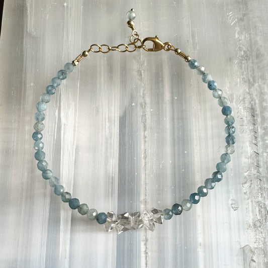 Aquamarine + Herkimer Bar - Angela Arno Jewelry