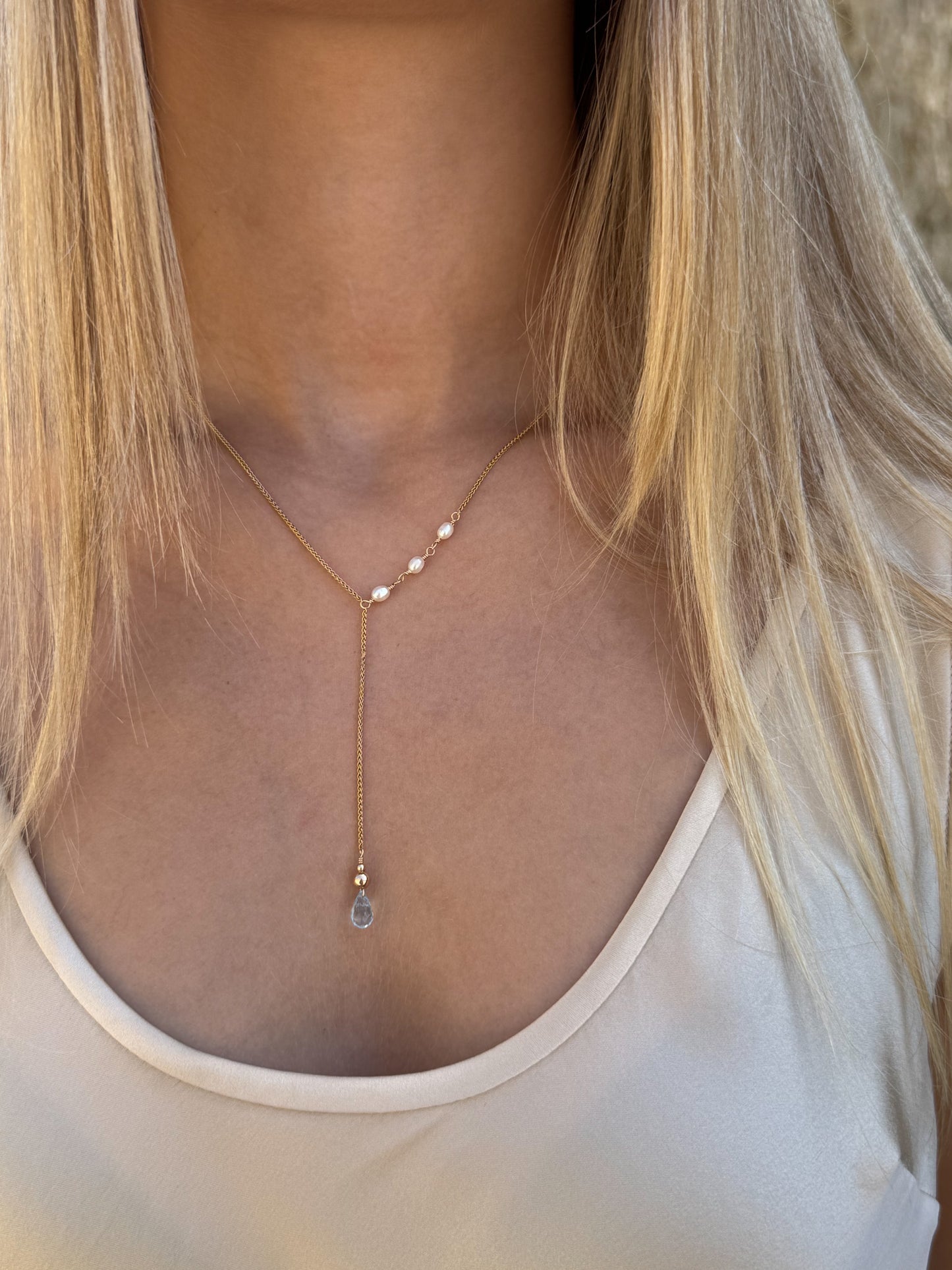 Aquamarine Y-Drop - Angela Arno Jewelry