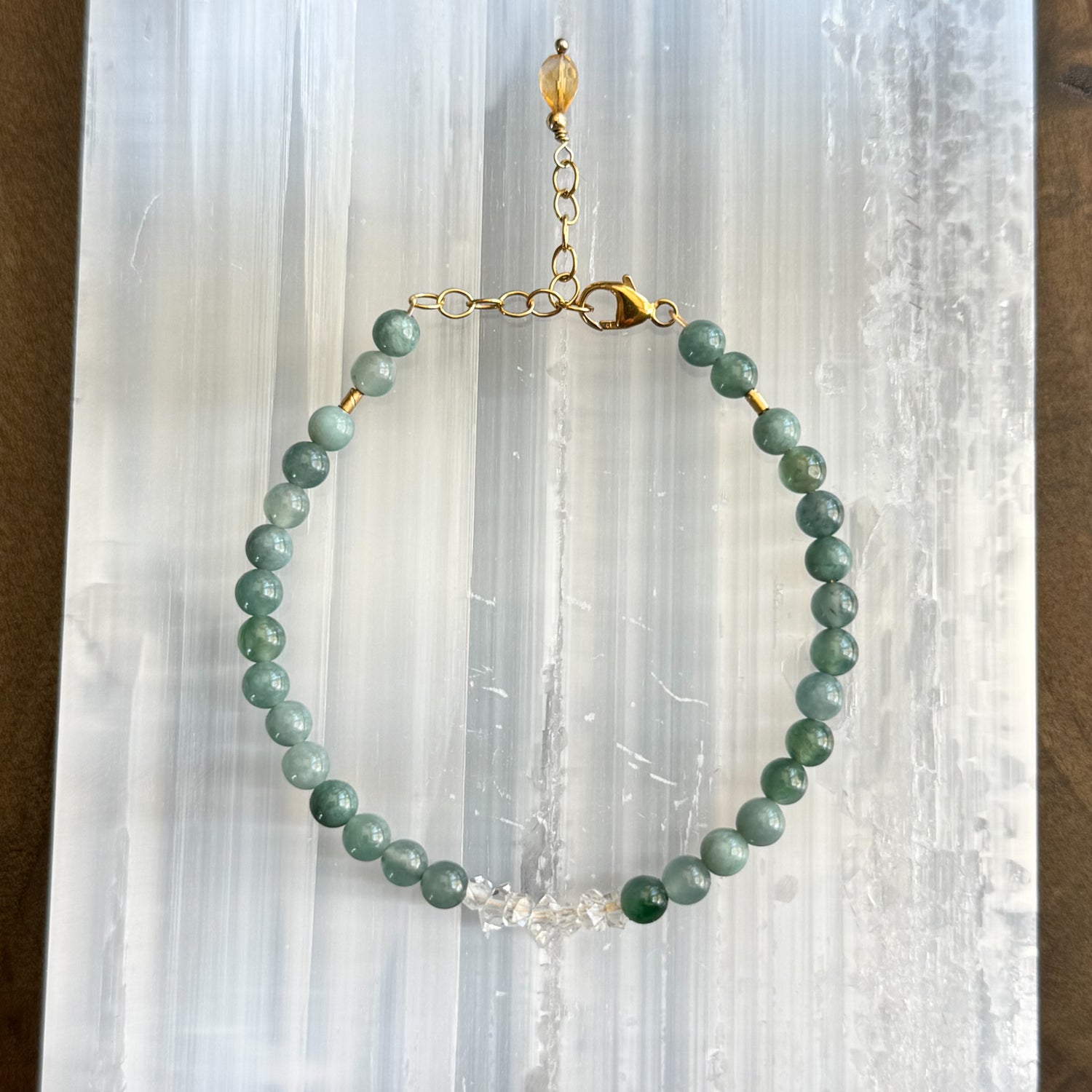 Guatemalan Jade + Herkimer Diamond Bar - Angela Arno Jewelry