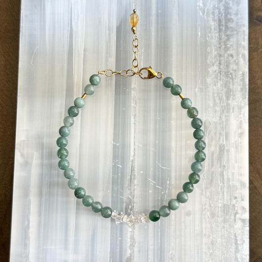Guatemalan Jade + Herkimer Diamond Bar - Angela Arno Jewelry
