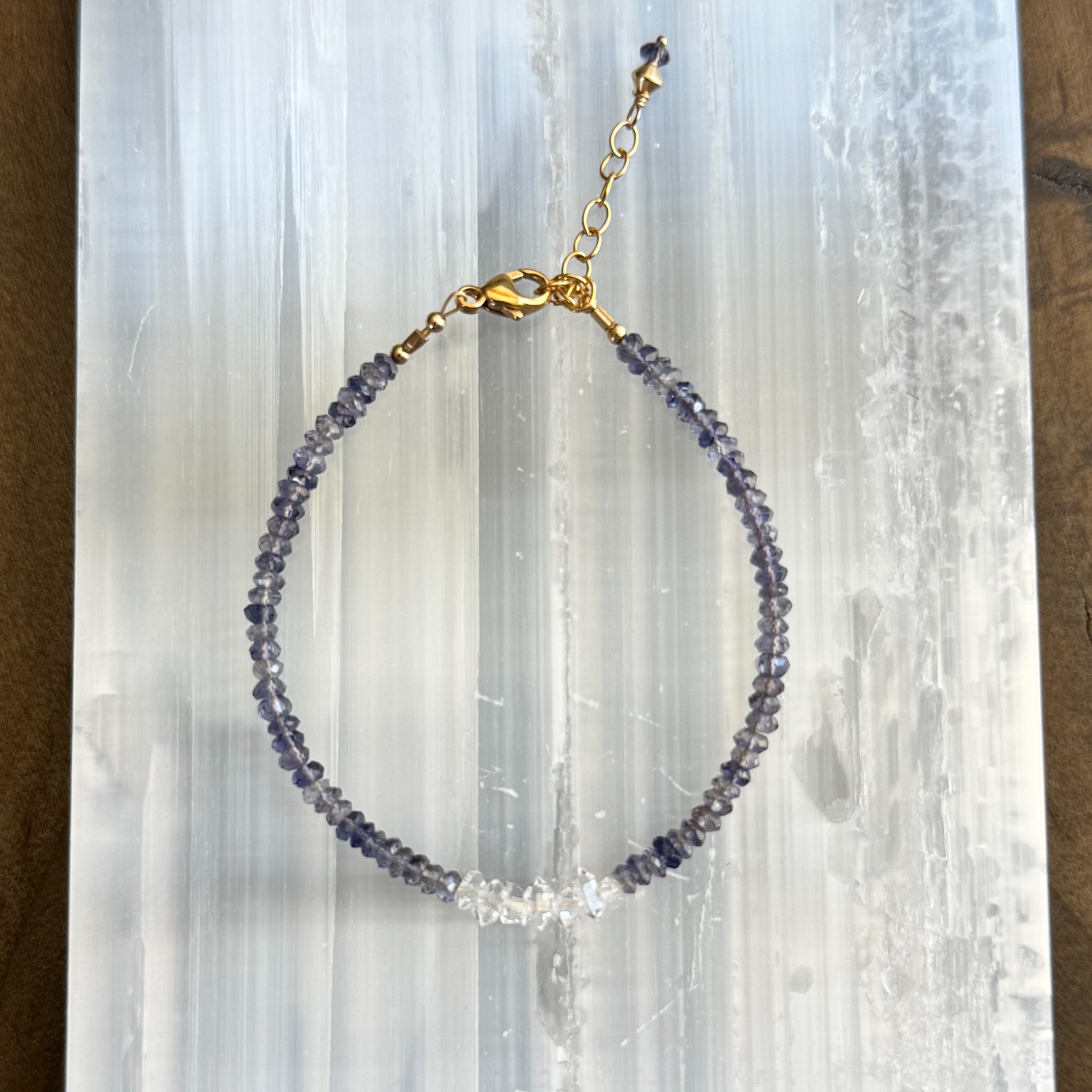 Iolite + Herkimer Diamond Bar - Angela Arno Jewelry