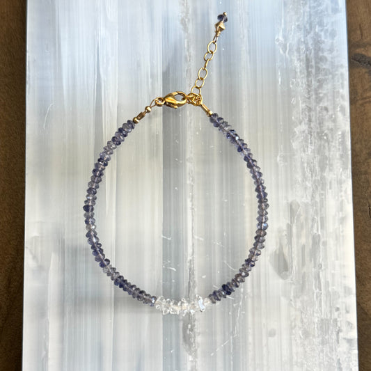 Iolite + Herkimer Diamond Bar - Angela Arno Jewelry