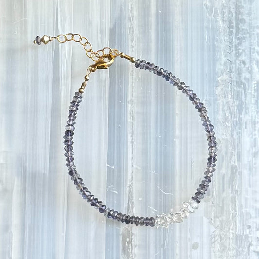 Iolite + Herkimer Diamond Bar - Angela Arno Jewelry