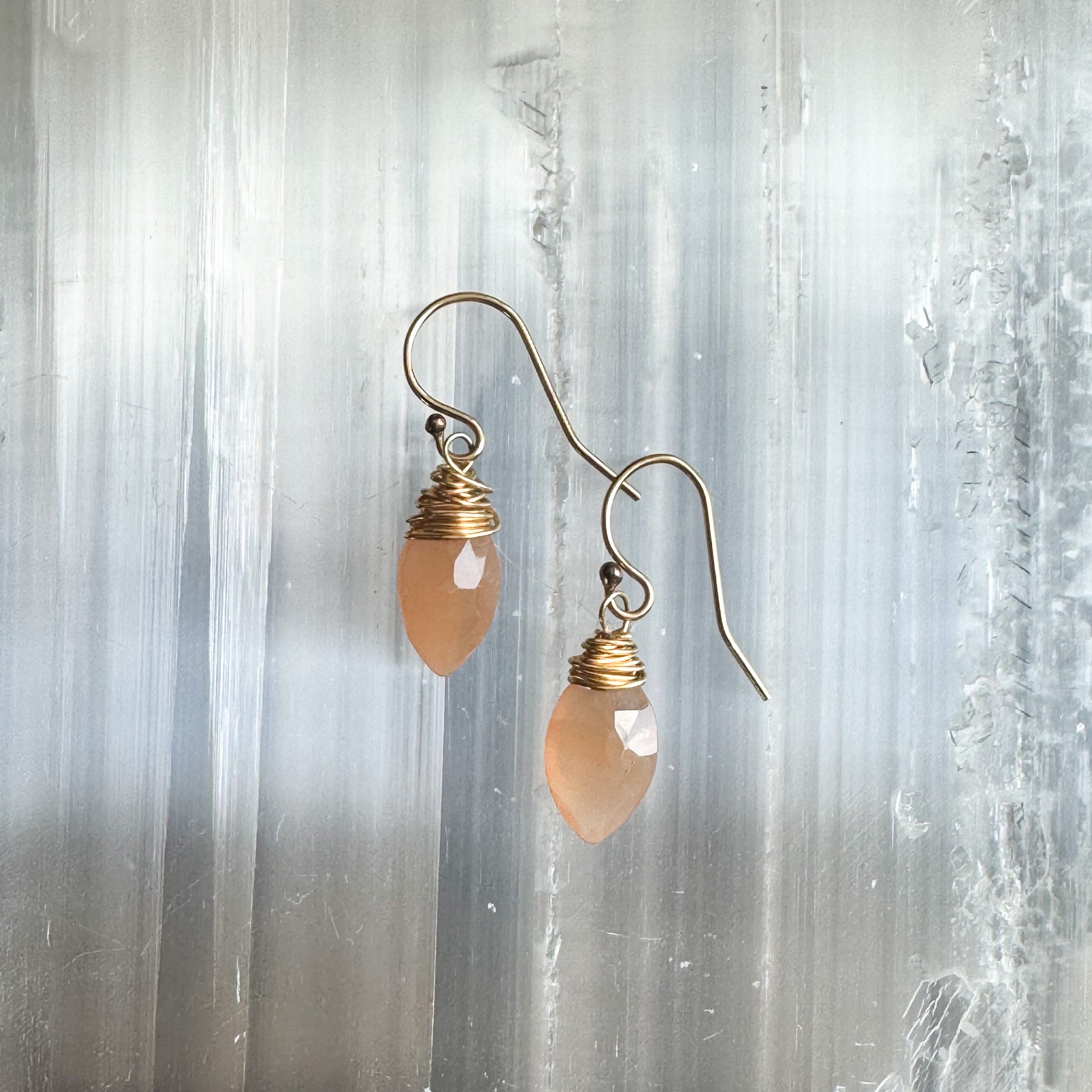 Peach Moonstone Drop - Angela Arno Jewelry