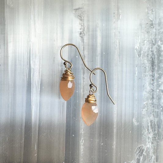 Peach Moonstone Drop - Angela Arno Jewelry