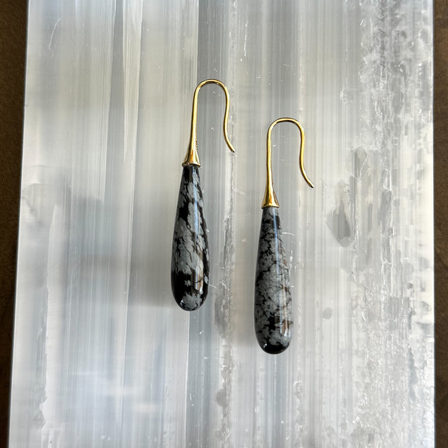 Snowflake Obsidian Teardrop - Angela Arno Jewelry