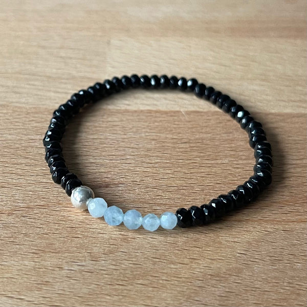 Black Onyx and Aquamarine Bracelet - Angela Arno Jewelry