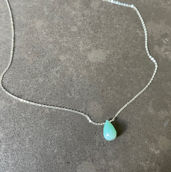 Peruvian Blue Opal Drop Necklace - Angela Arno Jewelry