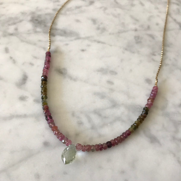 Giselle - Long Tourmaline and Green Amethyst Necklace - Angela Arno Jewelry