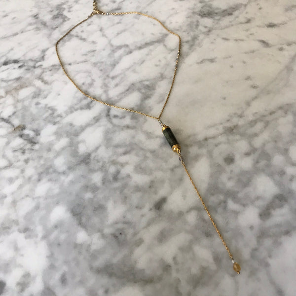 Shania - Labradorite and Citrine Y Necklace - Angela Arno Jewelry
