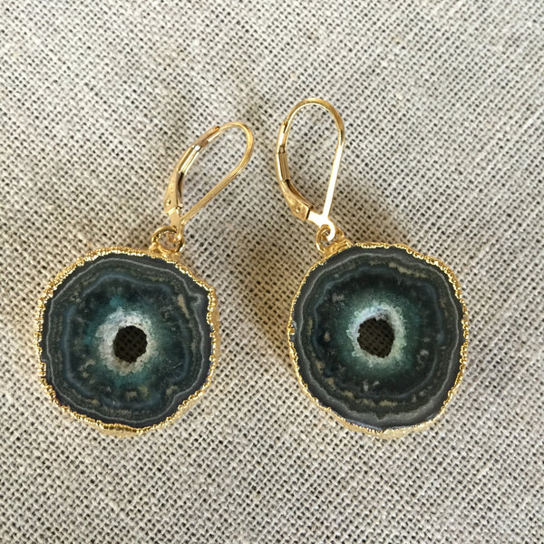 Green Stalactite Slice Earrings - Angela Arno Jewelry