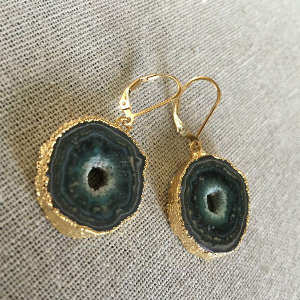 Green Stalactite Slice Earrings - Angela Arno Jewelry