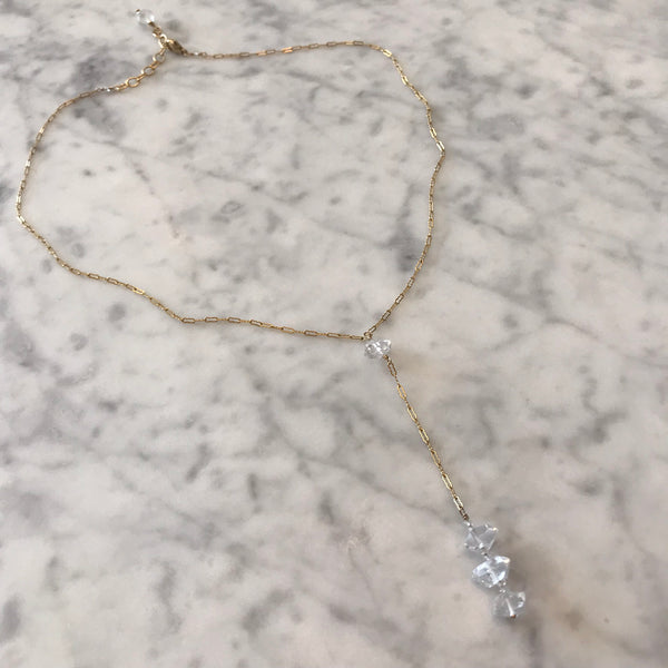 Sia - Herkimer Diamond Y Necklace - Angela Arno Jewelry