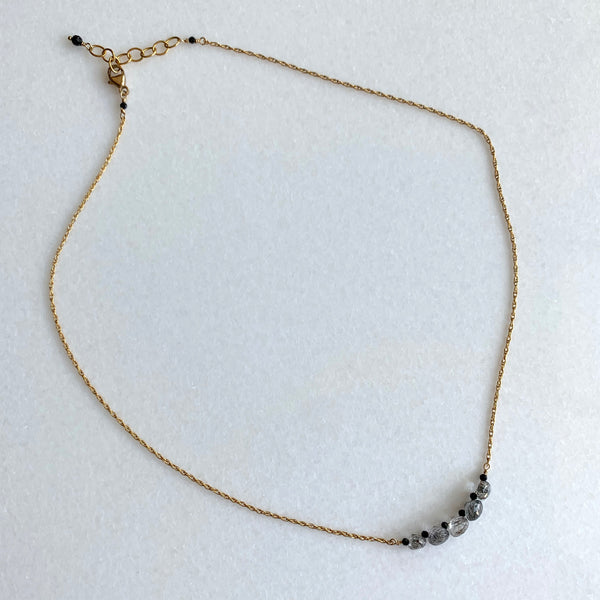 Whitney - Micro Black Tourmalinated Quartz Necklace - Angela Arno Jewelry