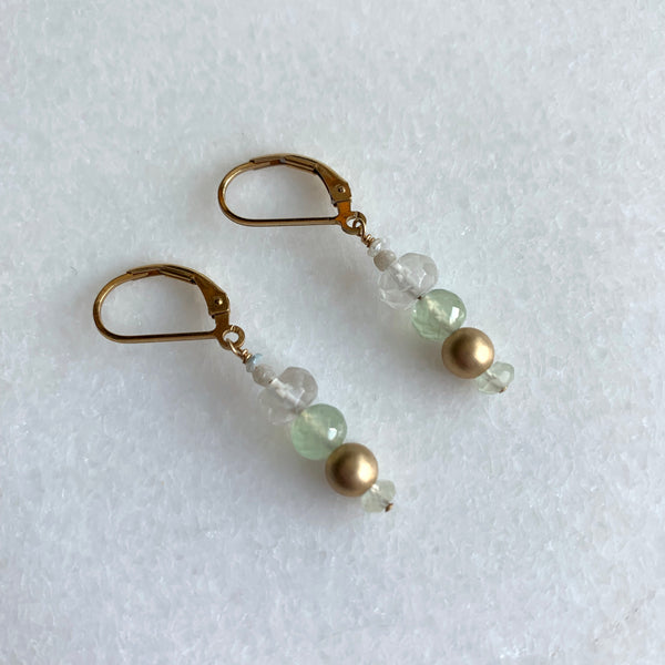 Phrenite and Quartz Earrings - Angela Arno Jewelry