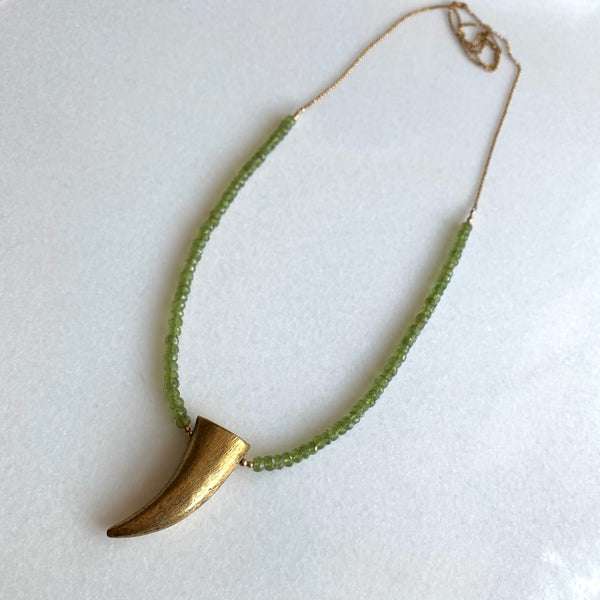 Vessonite and Gold Horn Necklace - Angela Arno Jewelry