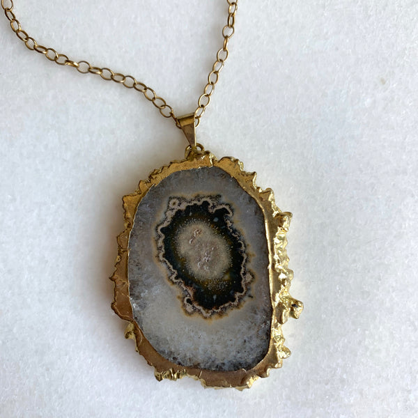 Large Solar Quartz Slice Necklace - Angela Arno Jewelry