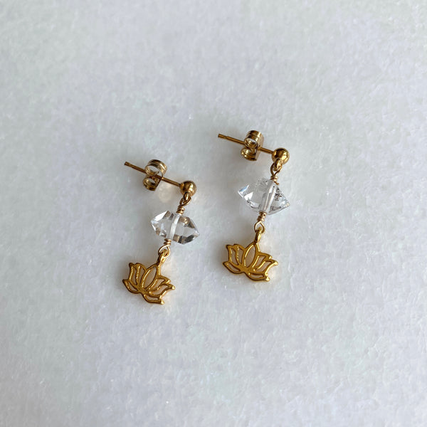 Lotus Herkimer Diamond Earrings - Angela Arno Jewelry