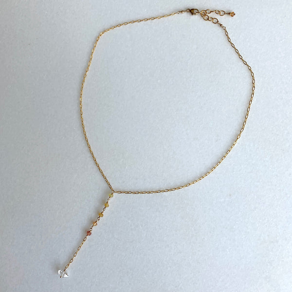 Stevie - Yellow Sapphire Ombre and Herkimer Diamond Y Necklace - Angela Arno Jewelry
