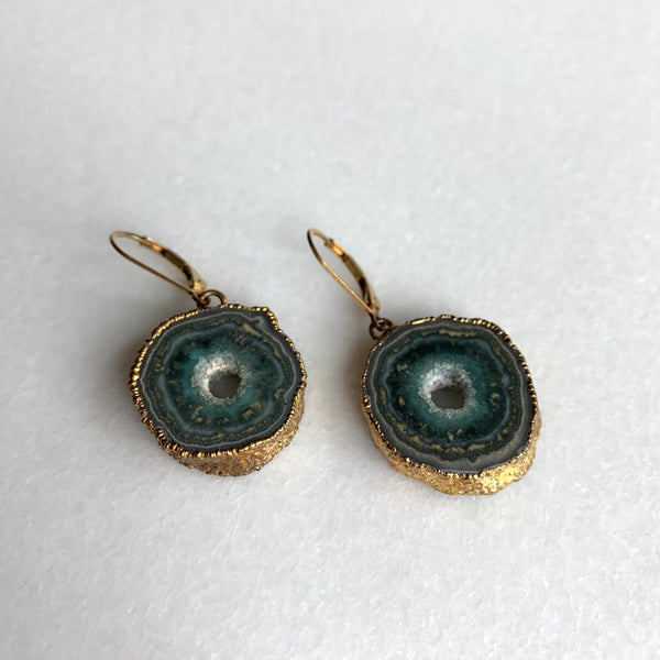 Green Stalactite Slice Earrings - Angela Arno Jewelry