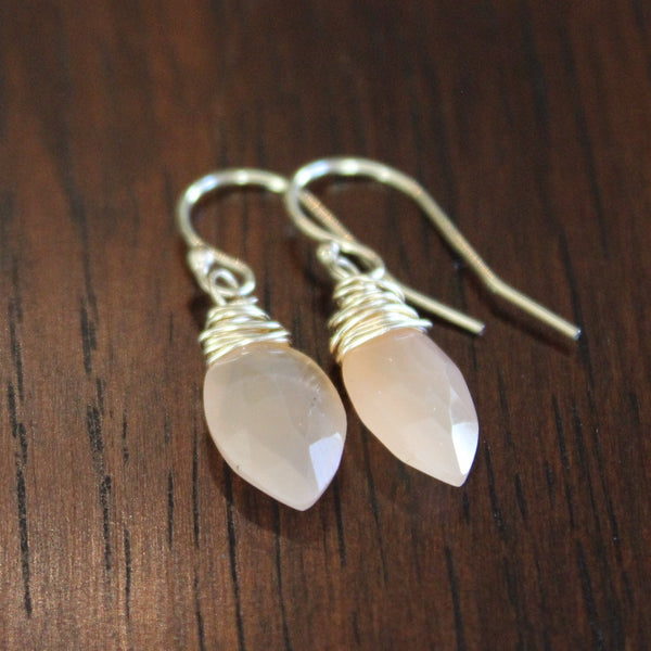 Peach Moonstone Earrings - Angela Arno Jewelry