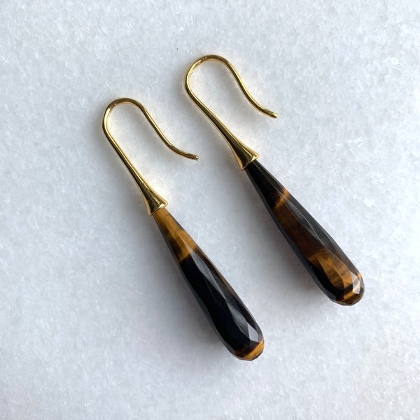 Faceted Tiger's Eye Ear Drops - Angela Arno Jewelry