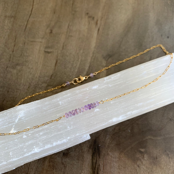 Shaded Amethyst Strip Necklace - Angela Arno Jewelry